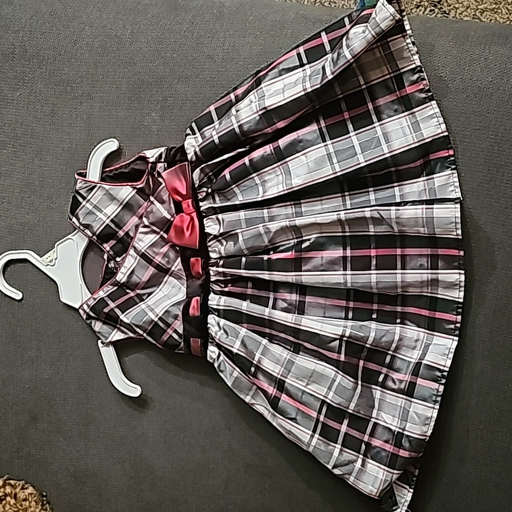 Girls plaid dress pink/gray/black 18 mos